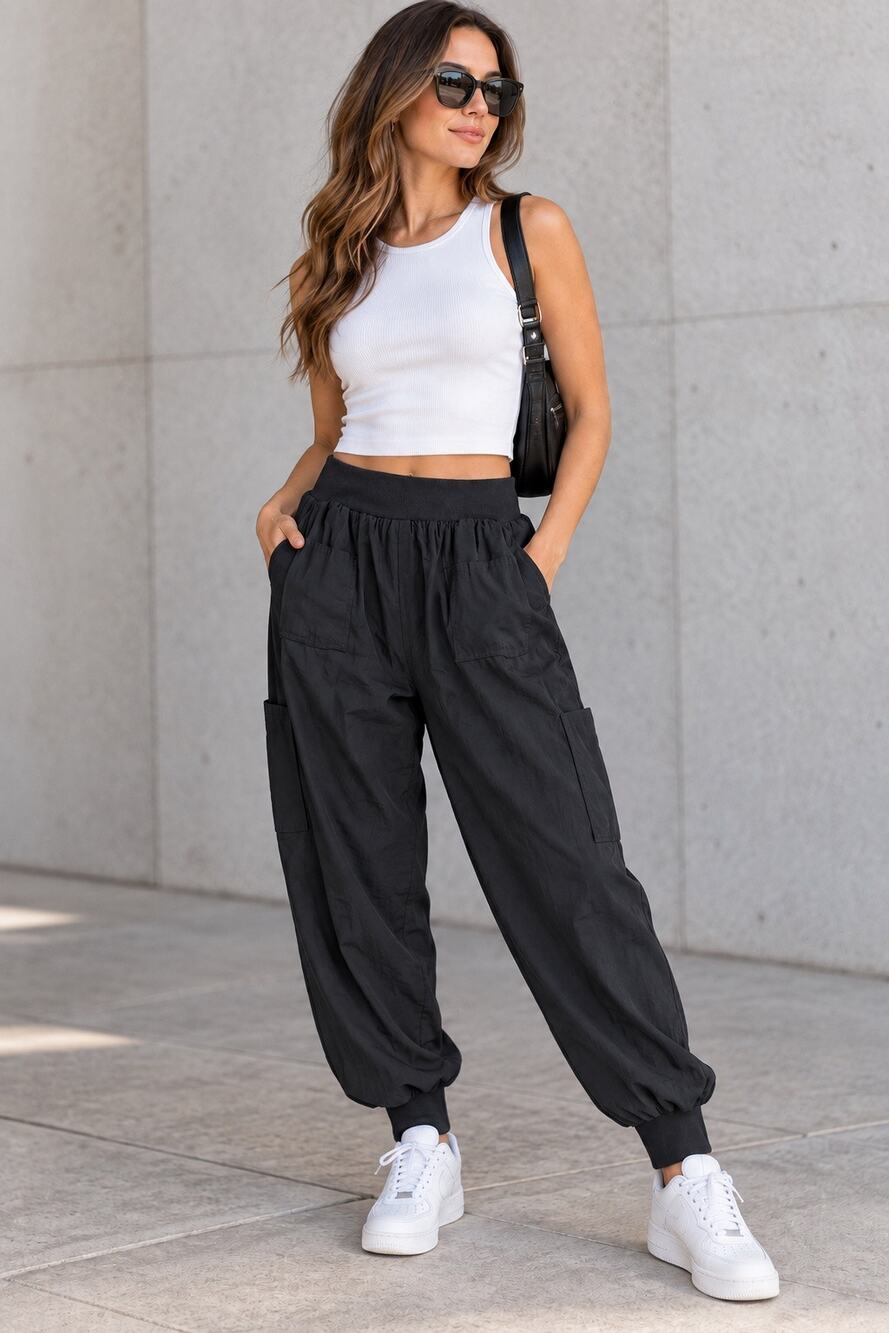 City Chic Women’s Black Cargo Jogger Pants Size M/18